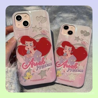 เคสมือถือ แบบแข็ง ลายเจ้าหญิงนางเงือก กลิตเตอร์ กันกระแทก สําหรับ iPhone 14 13 12 11 12Pro 12Promax 13Promax 14Pro 14Promax 14plus