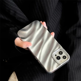 แผ่นเงินพรีเมี่ยมง่าย เคสโทรศัพท์สําหรับIPhone 11 17 16 15 14 Pro Max Air 16plus 12 13 Pro Max X XR 7/8 PlusกันกระแทกSoft TPUปกหลัง