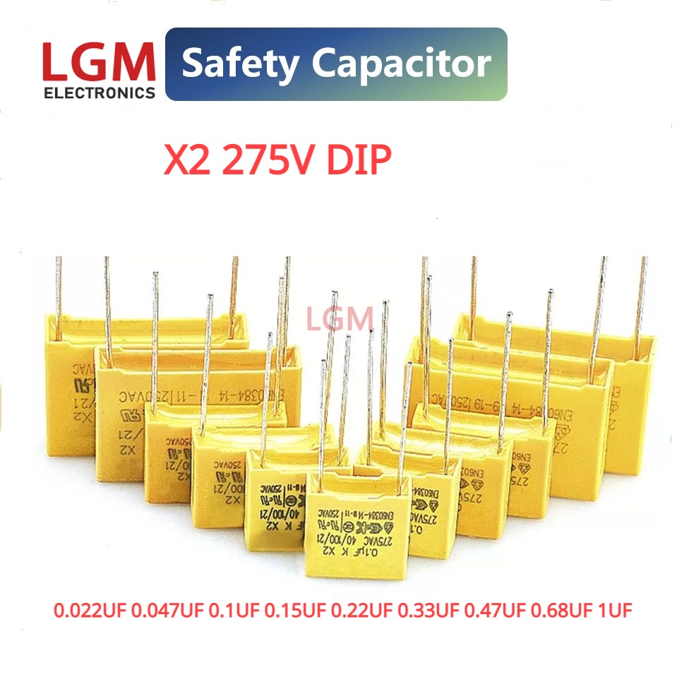 ตัวเก็บประจุความปลอดภัย X2 275V DIP 275VAC 0.022UF 0.002UF 0.1UF 0.15UF 0.22UF 0.33UF 0.47UF 0.68UF 