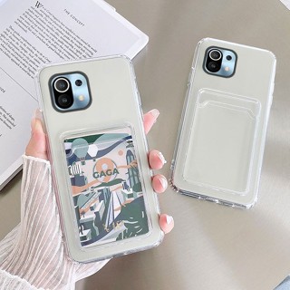 เคสโทรศัพท์มือถือแบบนิ่ม TPU ใส พร้อมช่องใส่บัตร สําหรับ Xiaomi Mi 11 Lite 11i 11T Pro 10 10T 9T Poco F3 Poco X3 Pro NFC M3 F3