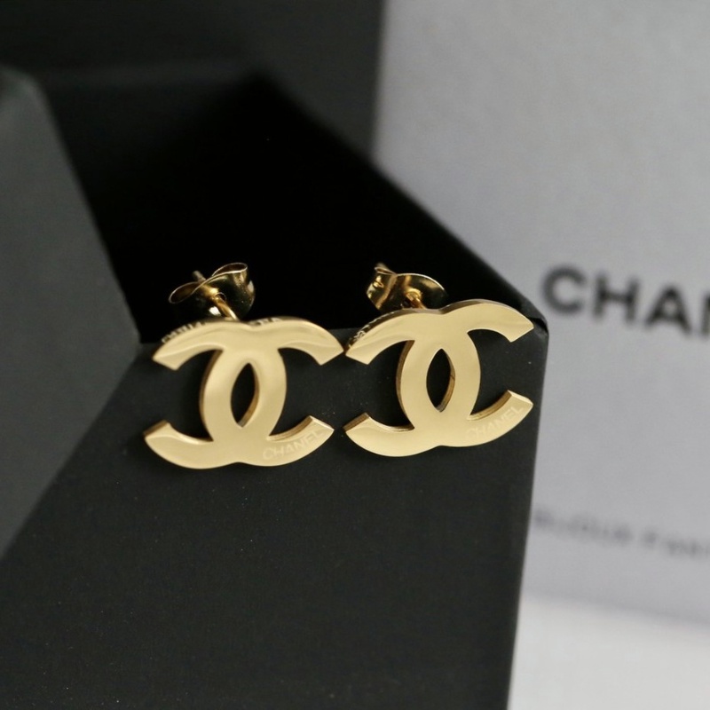 ประณีตแฟชั่น High-End Double C ต่างหูเหล็กไทเทเนียมเครื่องประดับที่ไม่ซ้ํากันสแตนเลสสาวต่างหูอุปกรณ์เสริม