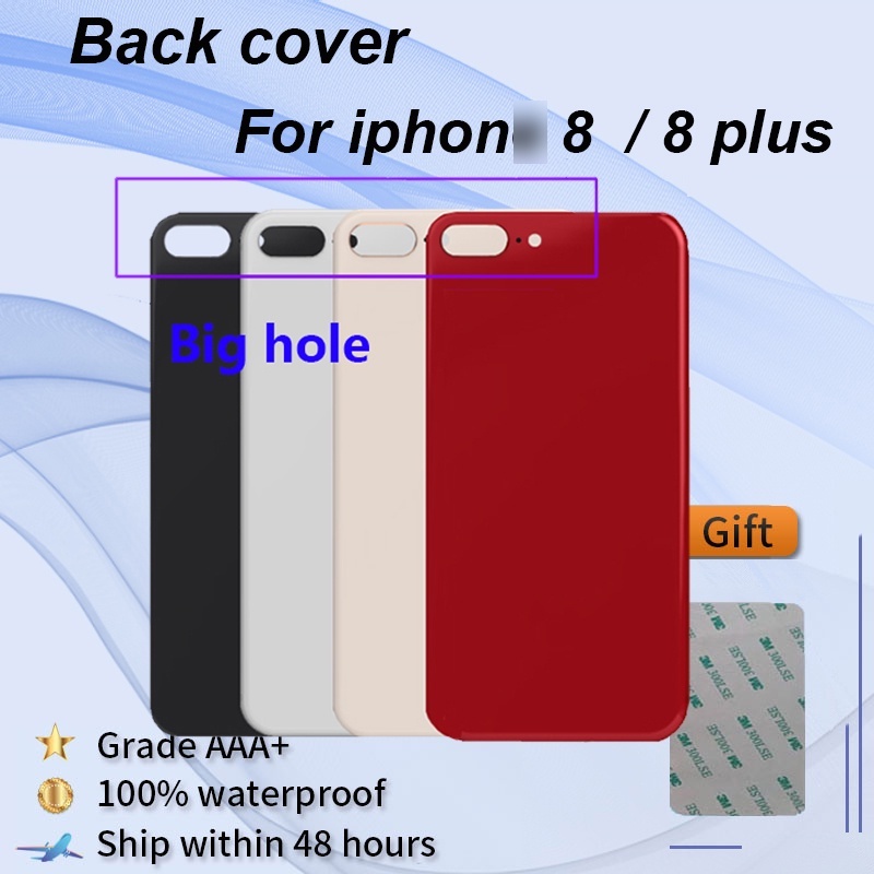 Big Hole สําหรับ iPhone 8 ฝาหลัง 8 Plus คุณภาพสูงแบตเตอรี่ขนาดใหญ่ประตูด้านหลัง iPhone 8 Plus กระจกด้านหลัง