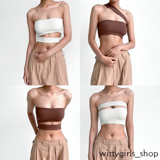 Wittygirls-shop_เสื้อยืดแขนกุด สีพื้น สําหรับผู้หญิง