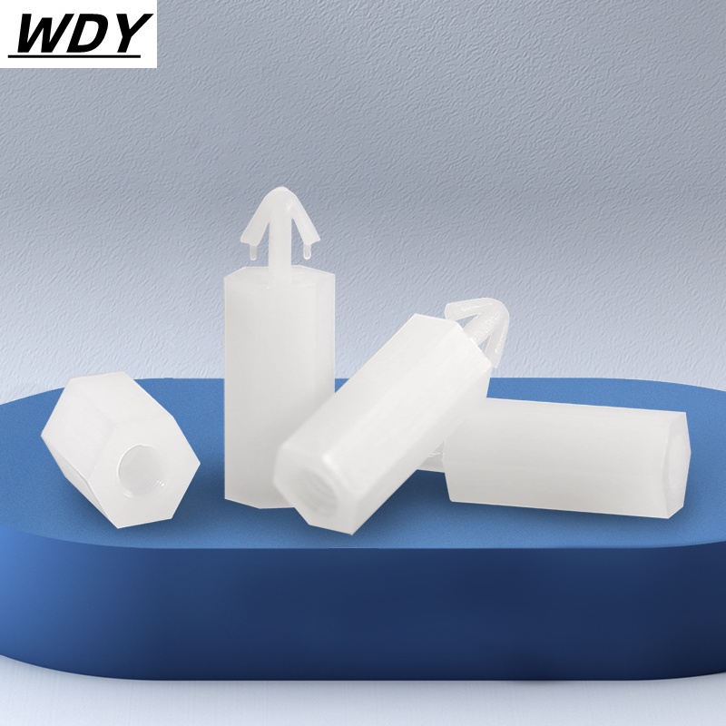 [WDY] หัวเข็มขัดประเภทคอลัมน์ไนลอนหกเหลี่ยม M4 Push-In ประเภท PC Board Spacer คอลัมน์หัวเครื่องบินแผ