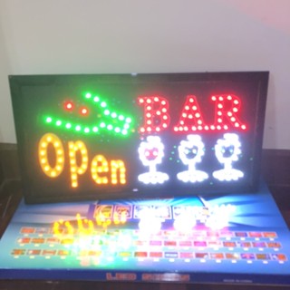 ป้ายไฟ*BAR OPEN* ป้ายไฟLED ป้ายไฟร้าน ป้ายไฟตกแต่งร้าน ป้ายไฟวิ่ง ป้ายไฟตัวอักษร ป้ายไฟสำเร็จรูป (LB-00048)