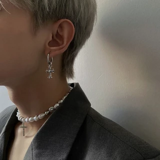 พังก์ ไม้กางเขน ดอกไม้ ต่างหู จี้ / ต่างหู คลิป สําหรับผู้ชายและผู้หญิง เครื่องประดับแฟชั่น
