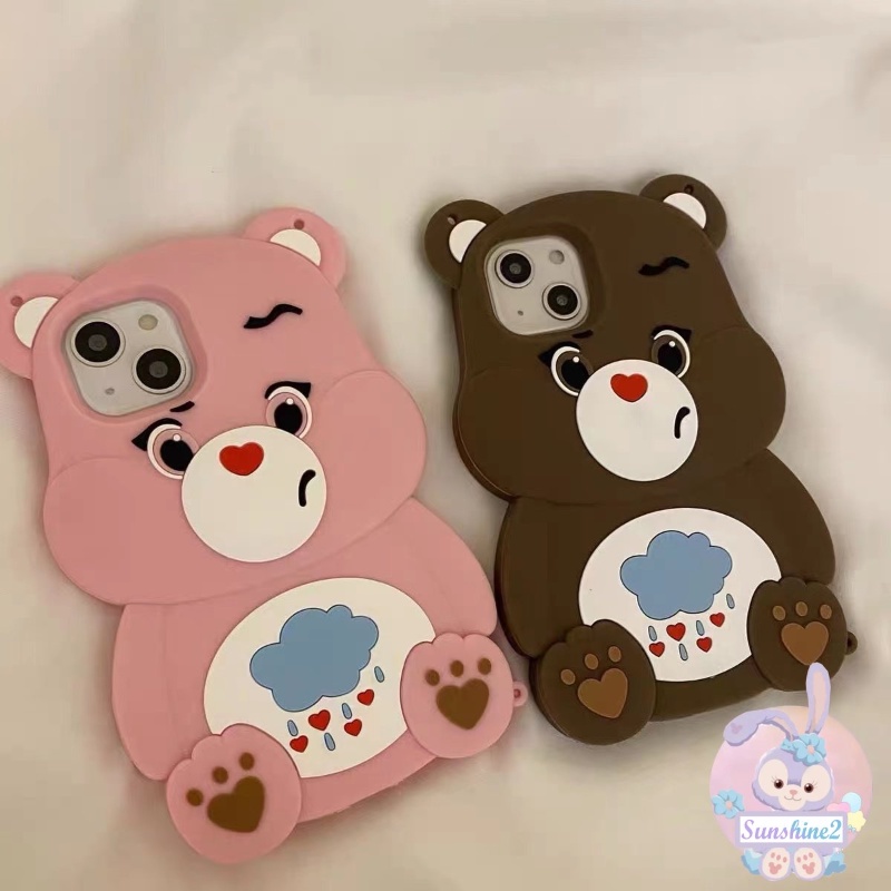เคสโทรศัพท์มือถือ ซิลิโคนนิ่ม TPU กันกระแทก ลายหมีแคร์แบร์ 3D สําหรับ iPhone 15 14 13 12 11 Pro Max X Xr Xs Max 8 7 6 6s Plus SE2020