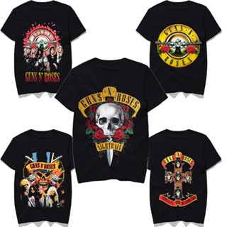 เสื้อยืดวง Guns and Roses เสื้อผ้าคุณผู้หญิงและคุณผู้ชาย เสื้อทีเชิ๊ต เสื้อยืดคอกลมแฟชั่น เสื้อแขนสั้น