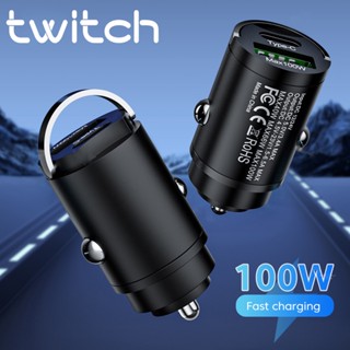 Twitch อะแดปเตอร์ที่ชาร์จในรถยนต์ 100W QC3.0 5A PD PD 15W USB-c