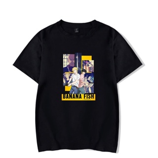 ขายดี เสื้อยืดแขนสั้น ผ้าฝ้าย พิมพ์ลายอนิเมะ BANANA FISH 2 สีดํา 11 122034