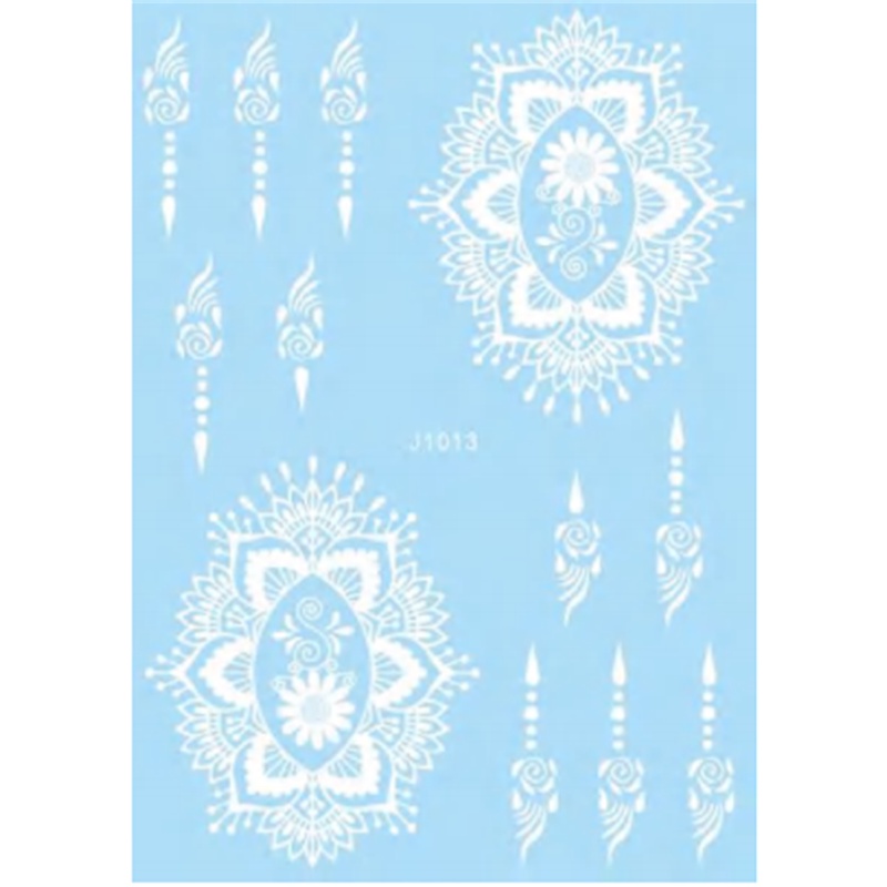 สติกเกอร์รอยสักชั่วคราว กันน้ํา ลายดอกไม้ Mandala Mehndi สีแดง สีขาว สําหรับผู้หญิง งานแต่งงาน งานเทศกาล