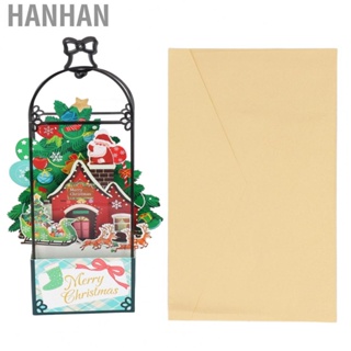 Hanhan 3D Christmas Greeting Card  Bronzing Process 3D Christmas Card with Envelope for Holiday