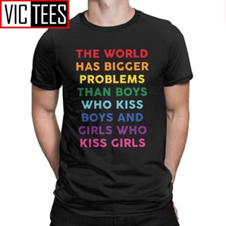 [S-5XL]Men The World Has Bigger Problems T Shirts Gay Pride Lgbt Cotton Clothing Fashion Short Sleeve Tee Gift T-Shirt E