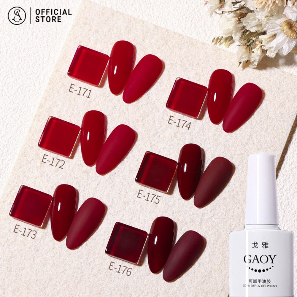 สีทาเล็บเจล พร้อมส่งทุกวัน สีเจลGAOY Red Tone E171-E176 โทนสีแดง เม็ดสีชัดตั้งแต่ทารอบแรกรับรองความแน่นของสี