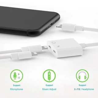 อะแดปเตอร์สายแปลงสำหรับ i-os สายแปลงต่อหูฟัง 3.5มม. พร้อมชาร์จไฟ for I-OS To Aux3.5 Adapter สายแปรงหูฟัง