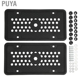 Puya License  Frame  2PCS 305x155mm Rustproof Protector License Tag Holder Silicone Black Drain Hole  for USA Models