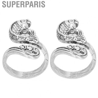 Superparis Fish Ring Exquisite  Stainless Steel Size Adjustable Koi Carp Ring  for Gift for Men  for Decoration