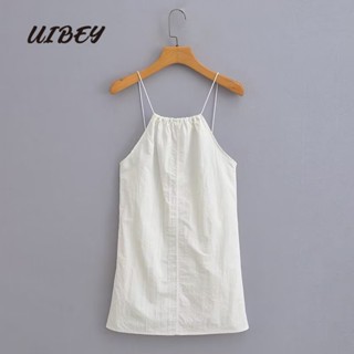 Uibey ขายส่ง ชุดเดรส เปลือยหลัง เข้ารูป สีพื้น Peplum 2322