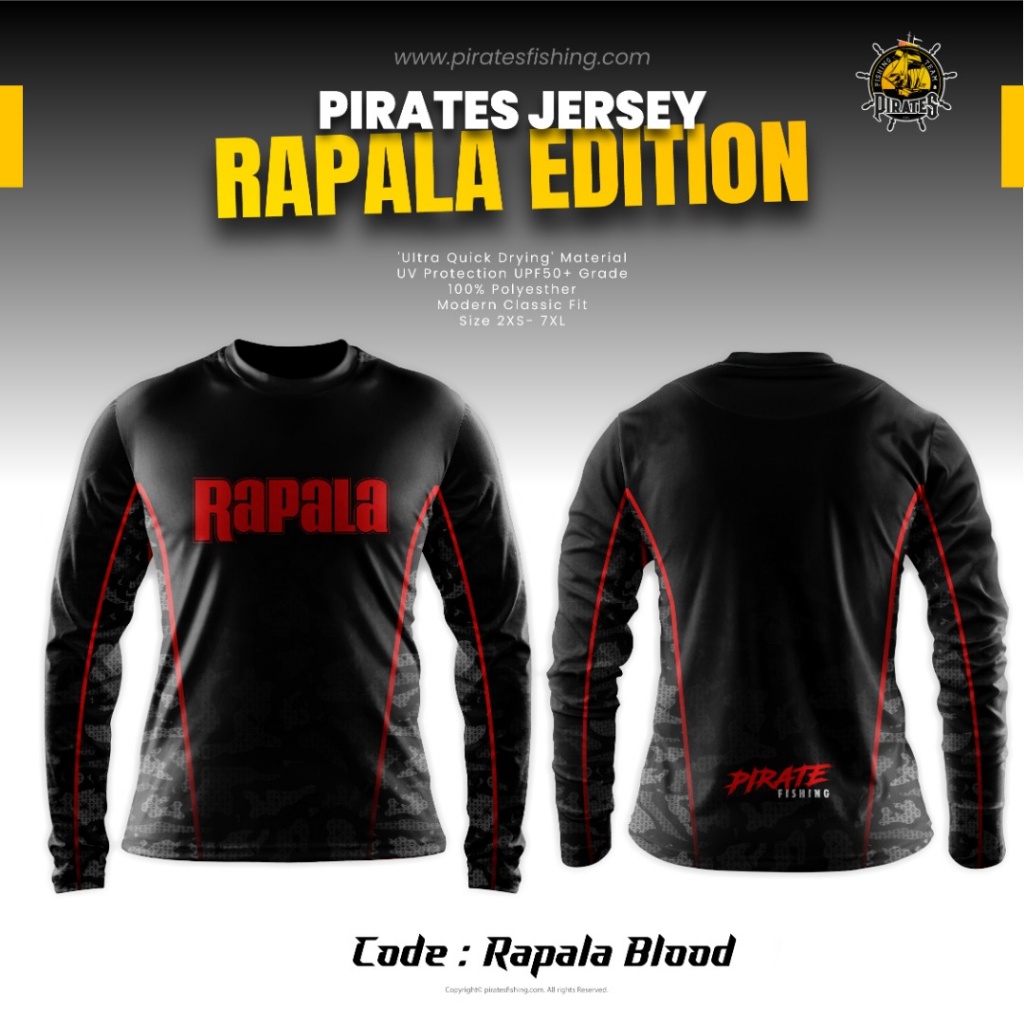 เสื้อกันหนาว RAPALA รุ่น Baju PANCING RAPALA สีดํา สําหรับตกปลา | Rapala เสื้อกันหนาวลําลอง แขนสั้น คอกลม ขนาด 100 ซม. สีดํา สําหรับเด็ก และผู้ใหญ่ 3XL 2024
