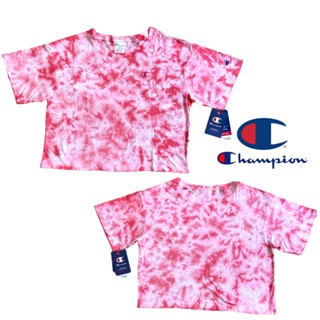 Champion เสื้อครอปท็อป ผ้าฝ้าย สีขาว สีชมพู สําหรับผู้หญิง