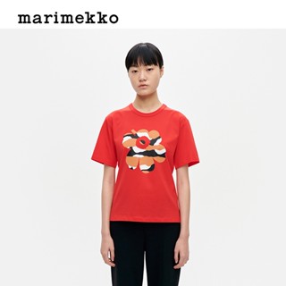 【ใหม่】Marimekko เสื้อยืดลําลอง ผ้าฝ้าย แขนสั้น พิมพ์ลาย สําหรับผู้ชาย และผู้หญิง