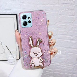 พร้อมส่ง ใหม่ เคสโทรศัพท์มือถือ ซิลิโคนนุ่ม แต่งเลื่อมดาว พร้อมขาตั้ง รูปกระต่ายน่ารัก แวววาว สําหรับ Redmi Note 12 Pro + 12S 12C Redmi A2 A1 5G 4G 2023