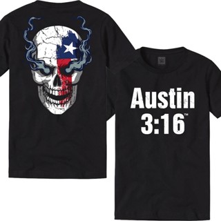 เสื้อยืด พิมพ์ลายหัวกะโหลก Steve Austin 3:16 สไตล์พังก์ เท็กซัส สีดํา สําหรับผู้ชาย