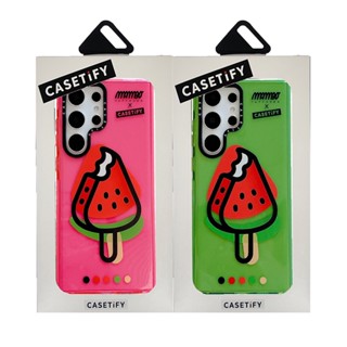 CASETIFY เคสโทรศัพท์มือถือแบบนิ่ม TPU กันกระแทก ลายไอศกรีมแตงโม กลิตเตอร์ พร้อมกล่องบรรจุ สําหรับ Samsung Galaxy S23 Ultra Plus S22 Ultra