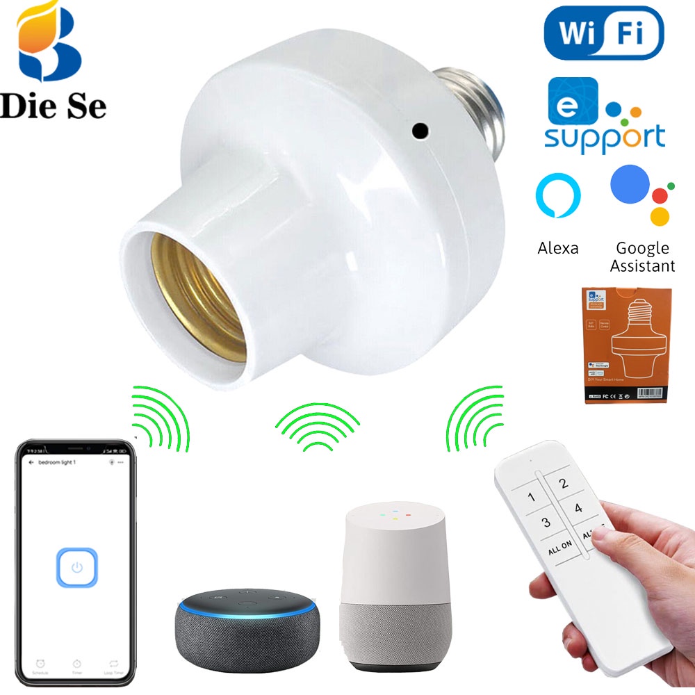 สวิตช์ขั้วหลอดไฟไร้สาย WiFi E27 eWeLink, ขั้วหลอดไฟอัจฉริยะ, AC 110V 220V สำหรับ Alexa/Google Home