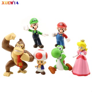 T8 ฟิกเกอร์การ์ตูนเจ้าหญิง Mario เห็ด 6 ชิ้น สําหรับตกแต่ง