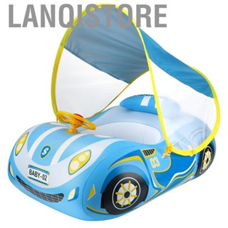 Lanqistore Baby Inflatable Pool Float with Canopy Car Shaped Swim Safty Seat Steering Wheel Horn for Infant Summer Beach Outdoor Play