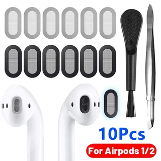 สติกเกอร์ตาข่ายโลหะ ป้องกันฝุ่น แบบเปลี่ยน สําหรับหูฟัง Apple AirPods 1 2 10 ชิ้น