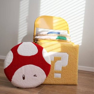 Sq2 The Super Mario Bros เบาะรองนั่งเก้าอี้โซฟา พนักพิงหลัง แบบนิ่ม ทรงสี่เหลี่ยม ลายเห็ด