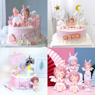 Annie Little Angel ตุ๊กตาเค้ก Topper น่ารัก เด็กผู้หญิง วันเกิด เค้ก ตกแต่ง ของเล่นเด็ก รถ อุปกรณ์ ของขวัญวันเกิด