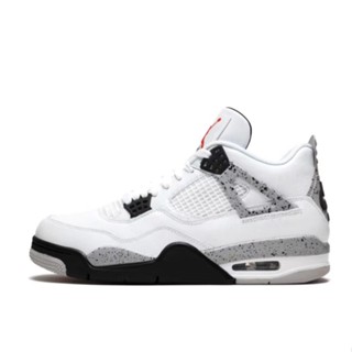 Air Jordan 4 Retro White Cement (2016) รองเท้าบาสเก็ตบอล สีขาว สีเทา WQQU