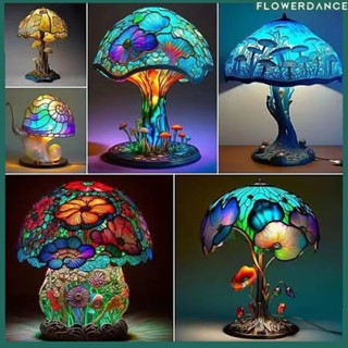 Colorful Mushroom Table Lamp Decoration Design Home Resin Craft Mushroom Lamp Home Courtyard Design Ornaments flower