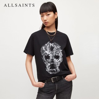 Allsaints ใหม่ เสื้อยืดแขนสั้น พิมพ์ลายหัวกะโหลก Murrina แฟชั่นฤดูร้อน สําหรับผู้ชาย และผู้หญิง WG155W