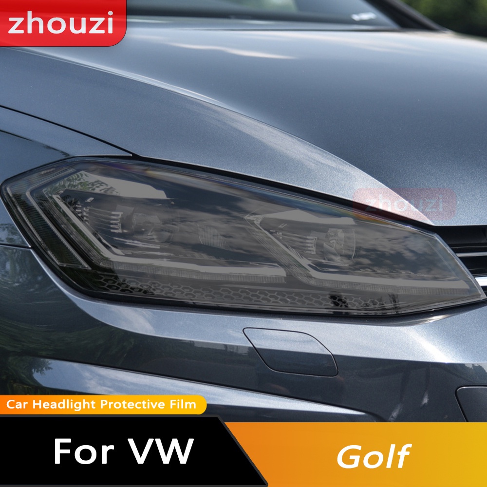 สติกเกอร์ฟิล์มใส TPU ติดไฟหน้ารถยนต์ สีดํา สําหรับ Volkswagen VW Golf 7 8 MK7 12-19 20-22 2 ชิ้น