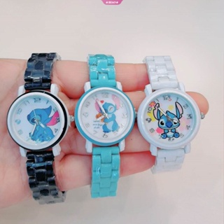 Disney Stitch star นาฬิกาข้อมือควอตซ์ อะนาล็อก เรืองแสง กันน้ํา ของขวัญวันเกิด สําหรับเด็กผู้หญิง