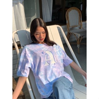 (ใส่ตัวอักษรได้ 1 ตัว ระบุทางหมายเหตุ) BlueVender Alphabet tie dye