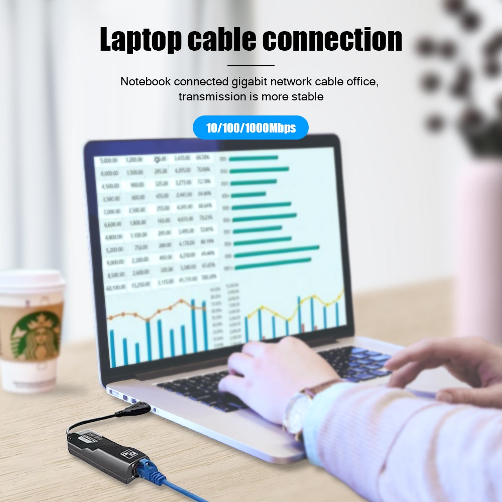 สายแปลง แปลง USB3.0 เป็นสายแลน Gigabit Ethernet Lan 10/100/1000 Mbps USB 3.0 to RJ45 ในตัวเครื่องมีไดรเวอร์