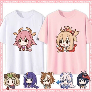 ผ้าฝ้ายแท้ Genshin Impact เกมเสื้อยืด(S-5XL) Sangonomiya KokomiYae MikoYoimiyaKaedehara Kazuha น่ารักมากๆ