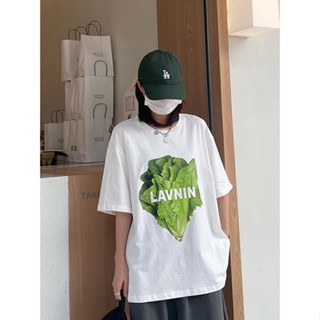 Korean🧧 เสื้อยืดคอกลมแขนสั้น สกรีนลายผัก LAVNIN 2 สี