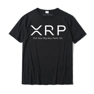 เสื้อยืดลําลอง ผ้าฝ้าย แขนสั้น พิมพ์ลาย Ripple Crypto Currency ขนาดใหญ่ สําหรับผู้ชาย