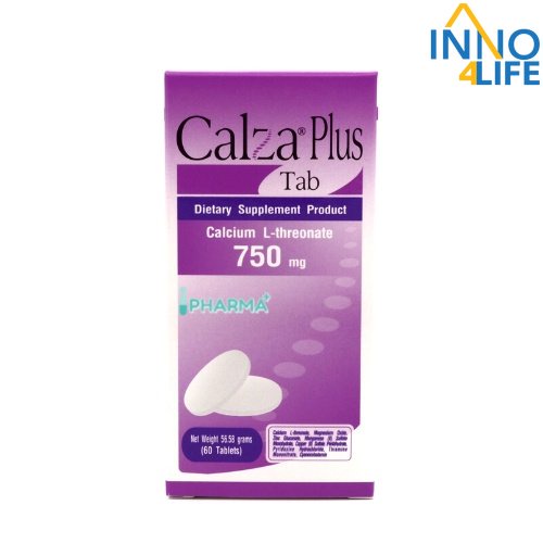[ หมดอายุ 04/2025 ] CalZa-Plus Tab แคลซ่า-พลัส แคลเซียม แอล-ทรีโอเนต 750 mg. + แร่ธาตุ แบบเม็ด 60 เม็ด [inno]