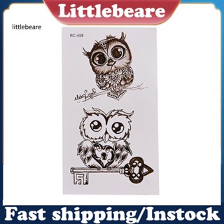 &lt;littlebeare&gt; สติกเกอร์รอยสักชั่วคราว ลายการ์ตูนนกฮูกน่ารัก กันน้ํา สําหรับตกแต่งร่างกาย