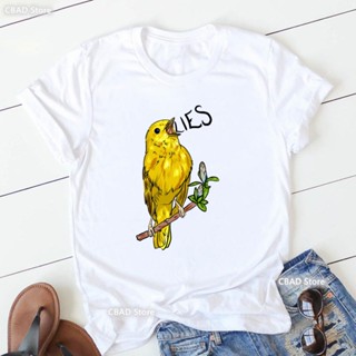 เสื้อยืดแขนสั้น พิมพ์ลายนกแก้ว นกค็อกคาเทล ดอกกุหลาบ สีแดง แฟชั่นฤดูร้อน สําหรับผู้หญิง