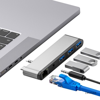 Iwo 5 In 1 อะแดปเตอร์ฮับ Type C อเนกประสงค์ พร้อมพอร์ต USB 3 0 RJ45 3 5 มม. 3 ชิ้น สําหรับ 2021 pro