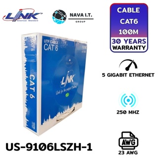 COINSคืน15%⚡FB9JMZV6⚡ LINK US-9106LSZH-1 CAT6 UTP (250MHZ) W/CROSS FILLER 23AWG LSZH (100M) WHITE รับประกัน 30ปี