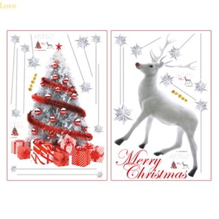 สติกเกอร์ไวนิล ลายกวาง Love Merry Christmas ลอกออกได้ สําหรับติดตกแต่งประตู หน้าต่าง